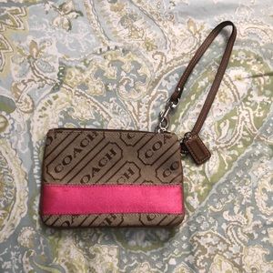 Pink and Tan Coach Wristlet